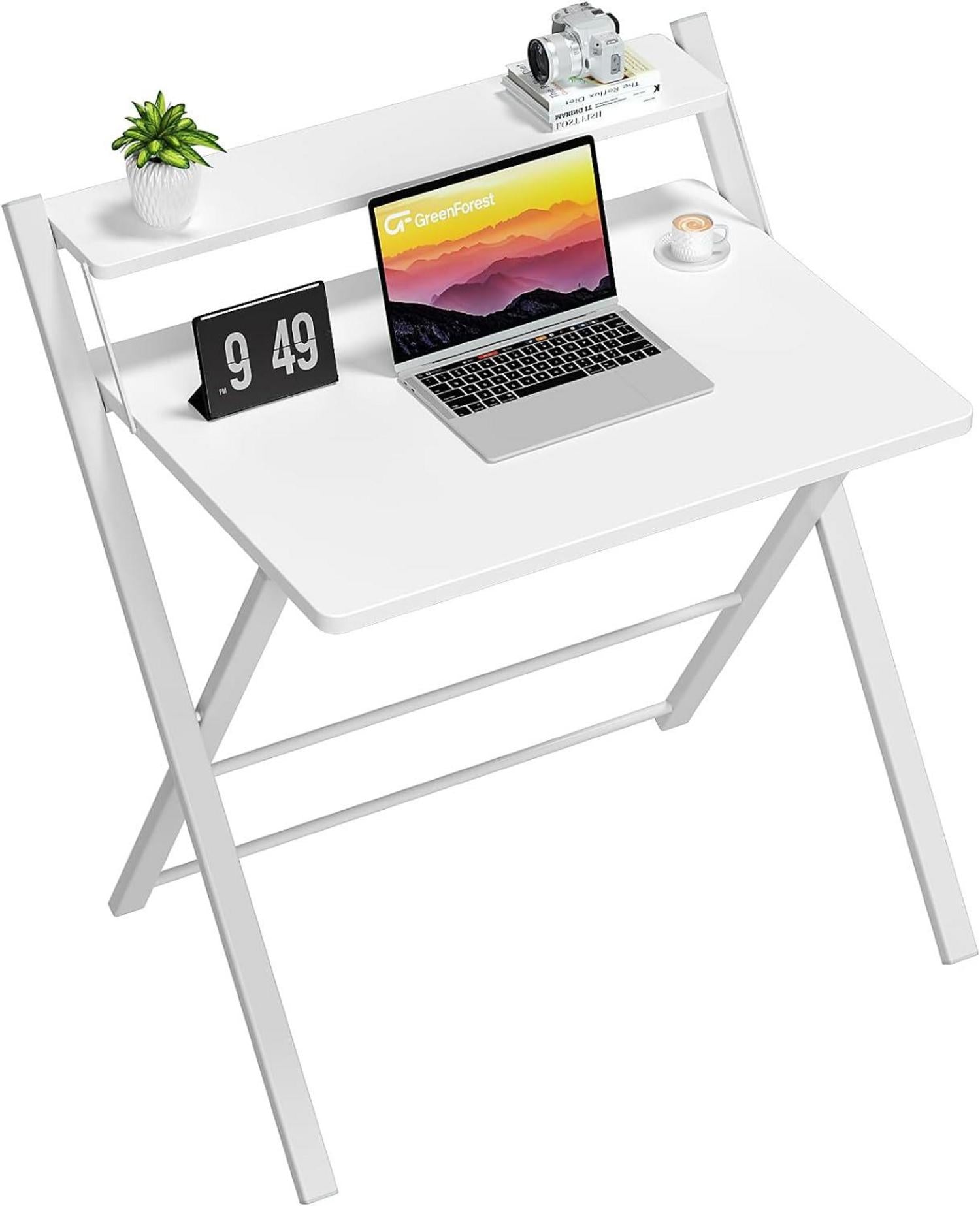Klappbarer Schreibtisch mit Regal, Weiße kleine Größe