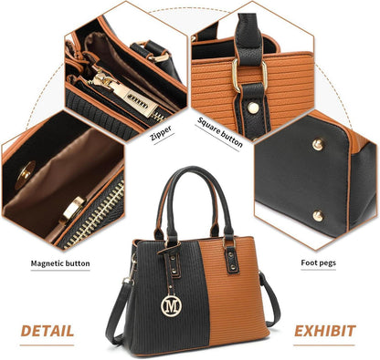 Damen Handtasche PU Leder Schultertasche Vintage mit Abnehmbarem