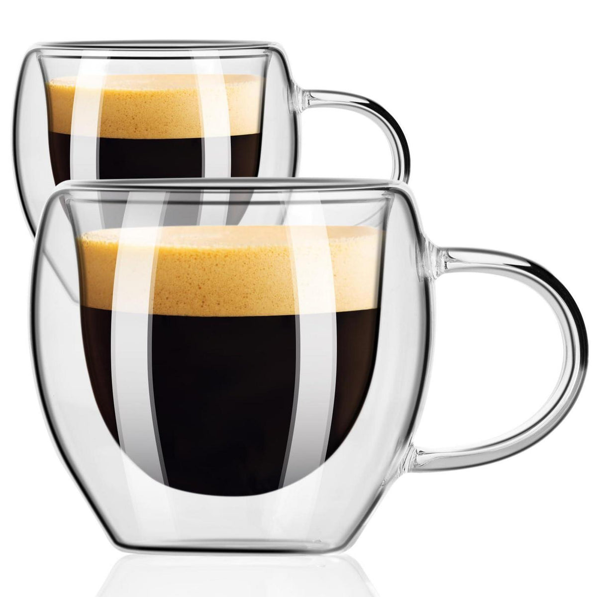 Doppelwandige Espressotassen 80ml - 2er Set mit Griff
