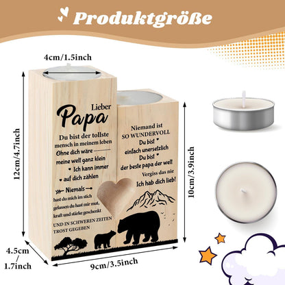 Vatertagsgeschenk: Herz Kerzenhalter Set aus Holz