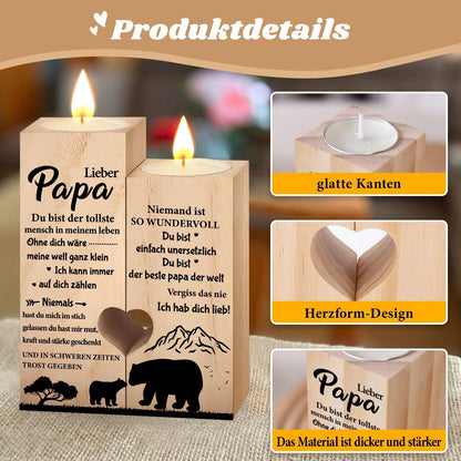 Vatertagsgeschenk Kerzenhalter Herzform Dankbarkeit Holz