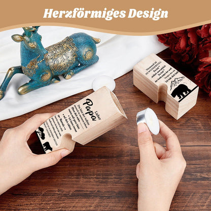 Vatertagsgeschenk Papa Kerze Holz Herz Kerzenhalter Set