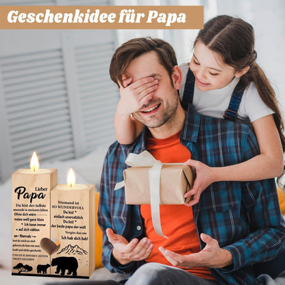 Vatertagsgeschenk Herz Kerzenhalter Holz Gravur Set