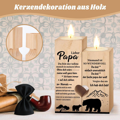 Vatertagsgeschenk Kerzenhalter Herzform Holz Personalisiert Papa