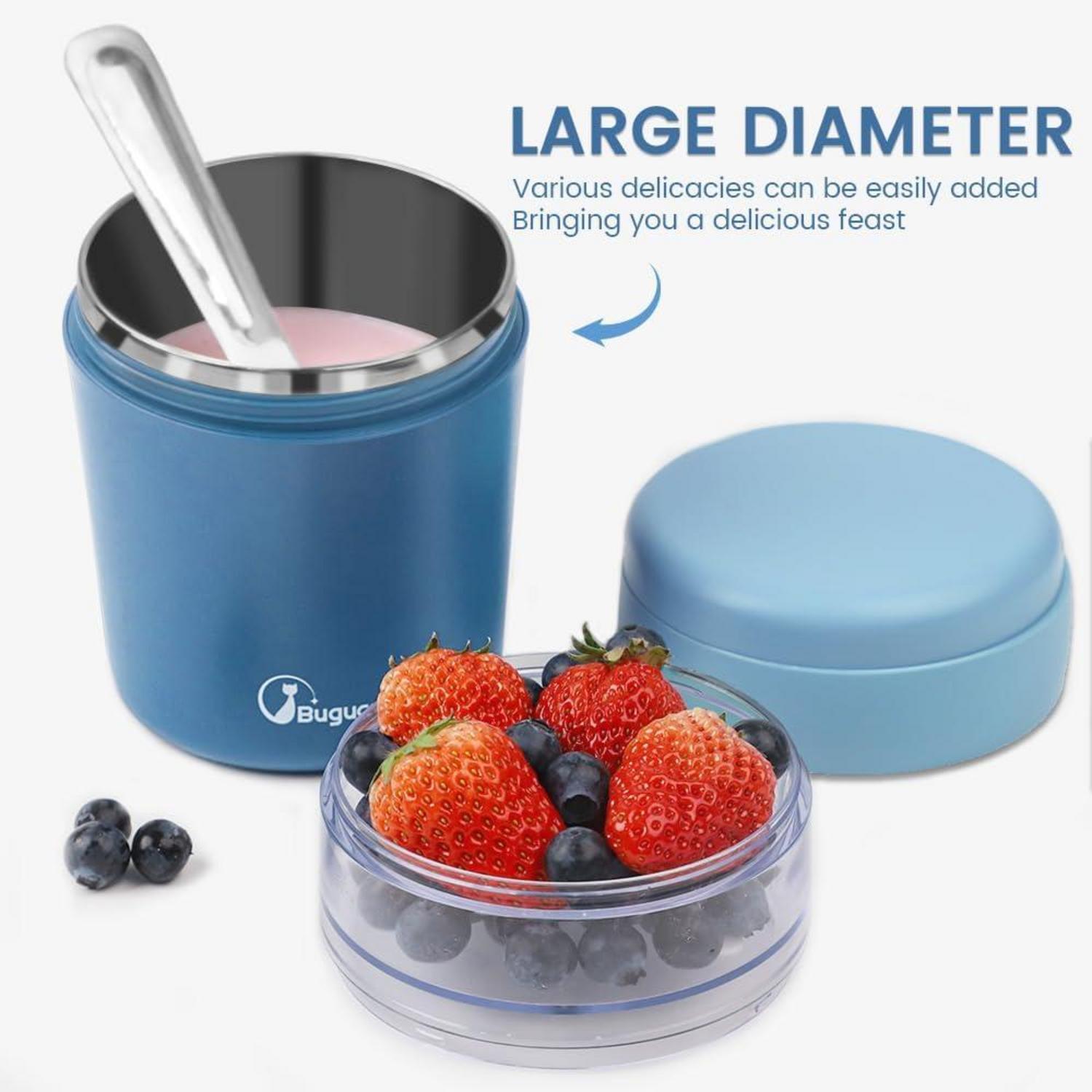 Bugucat 2in1 Müslibecher to Go 500ml+150ml Blau Stainless Steel