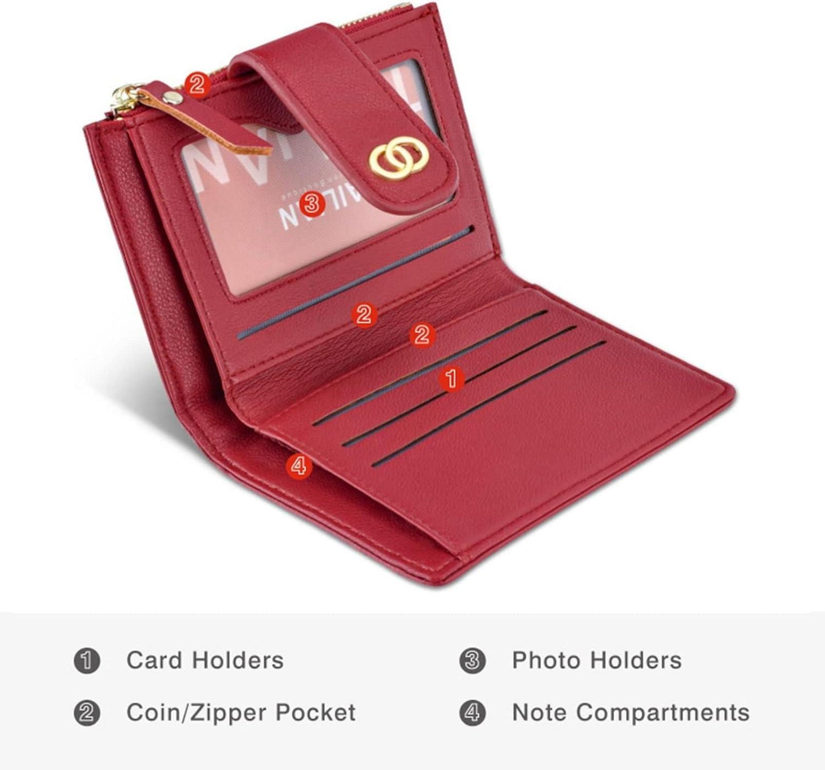 Damen Geldbörse RFiD Mini Leder mit Münzfach und 8 Kartenfächer