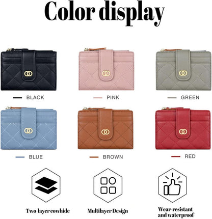 Damen Mini Geldbörse RFID Klein 8 Karten Münztasche Leder Grau
