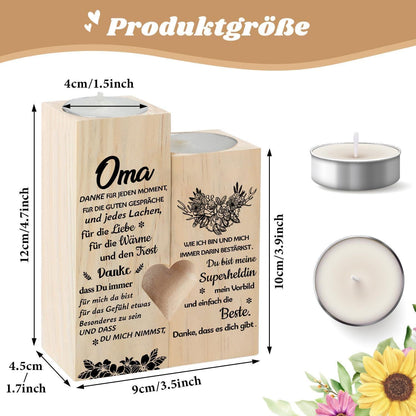 Herz Kerzenhalter Set Holz Mama Geburtstag Muttertag