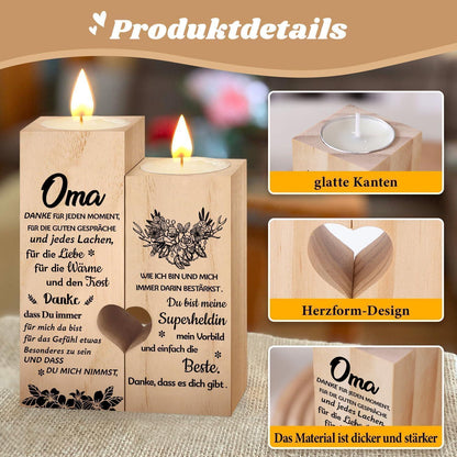 Herz Kerzenhalter Set Holz Mama Geburtstag Muttertag