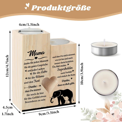 Herz Kerzenhalter Set Holz Mama Geburtstag Muttertag
