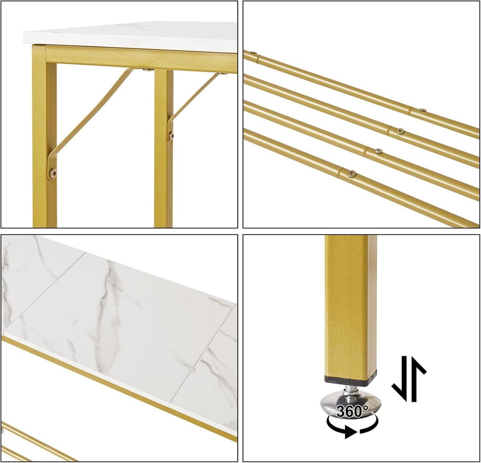 Konsolentisch Beistelltisch Spleißdesign Eingangstisch Weiß Gold 107x30x78