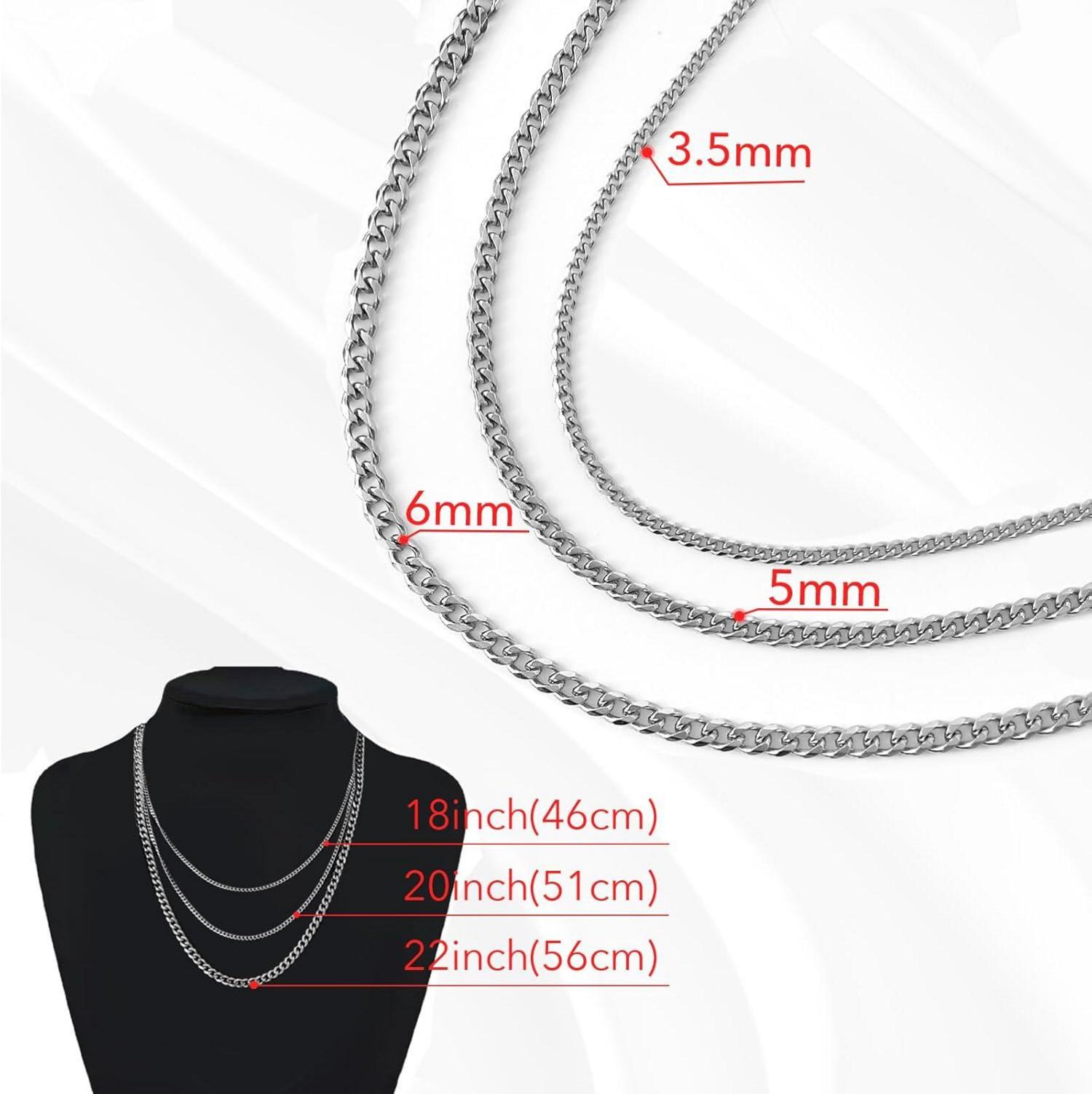 Herren Edelstahl Kubanische Kette 3,5/5/6mm Silber Jahrestag:exprGeburtstag