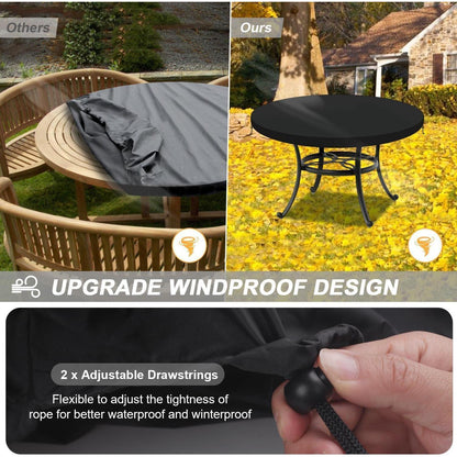 Gartentisch Abdeckung 122cm | Wasserdicht & Windfest | Tischplatte Schutzhülle