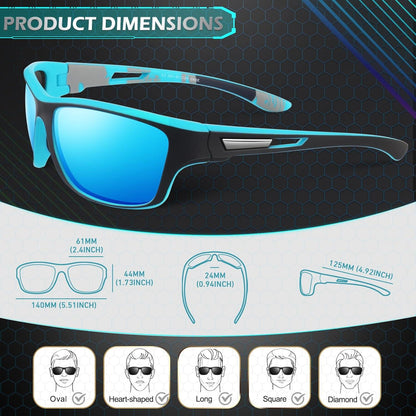 Sunier Sonnenbrille Herren Damen Polarisiert UV400 Sportbrille - Blau