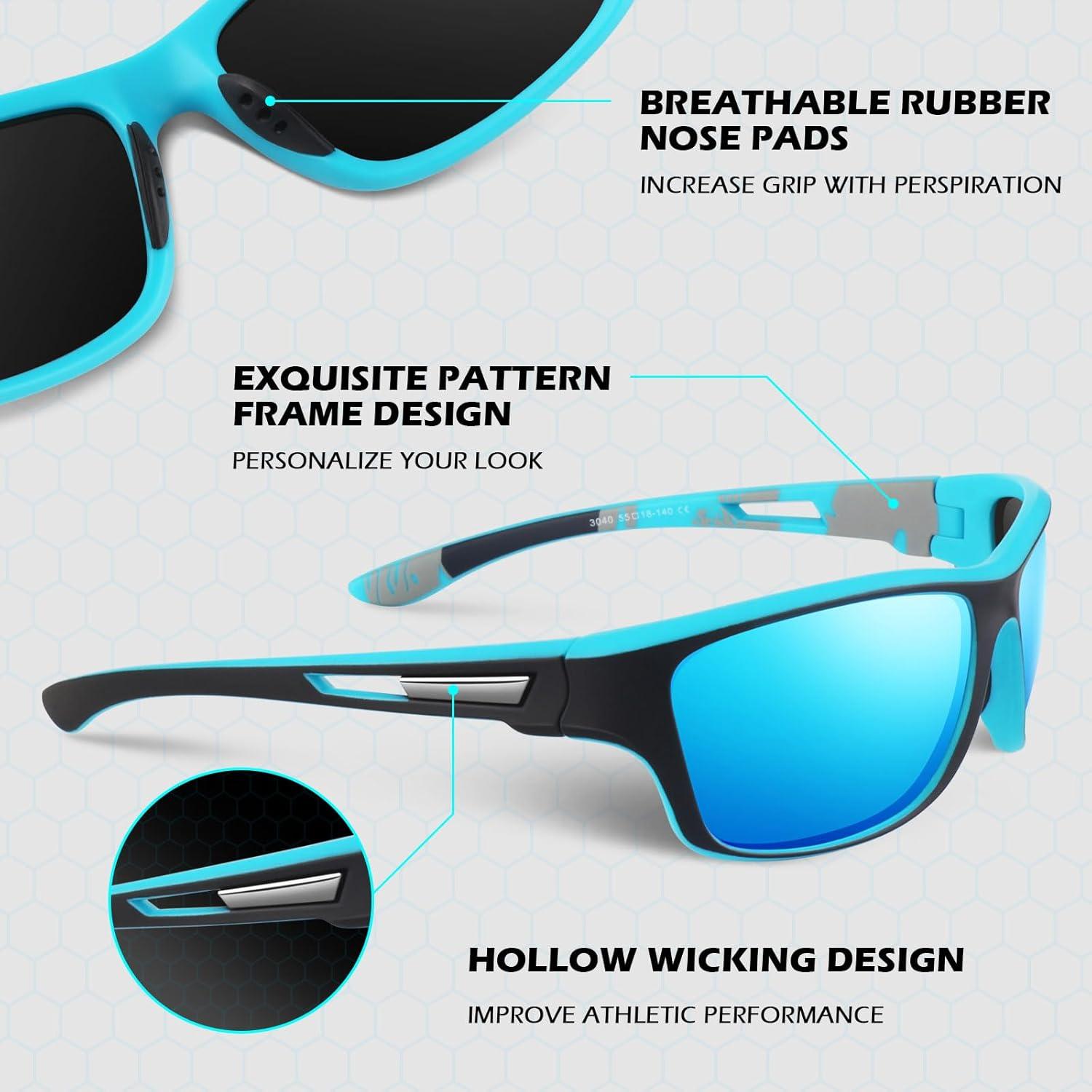 Polarisierte Sport Sonnenbrille UV400 Herren Damen Angeln Fahrradbrille
