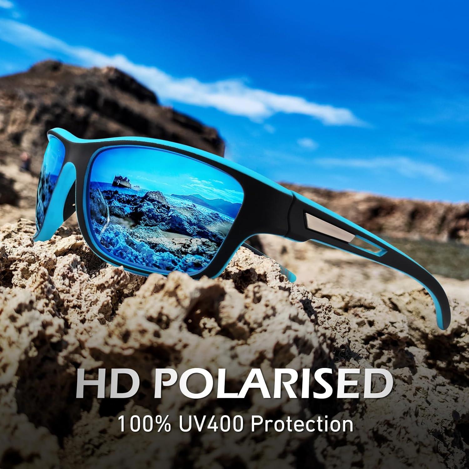 Polarisierte Sonnenbrille Herren Damen Sport UV400 Cat 3 CE - Blau