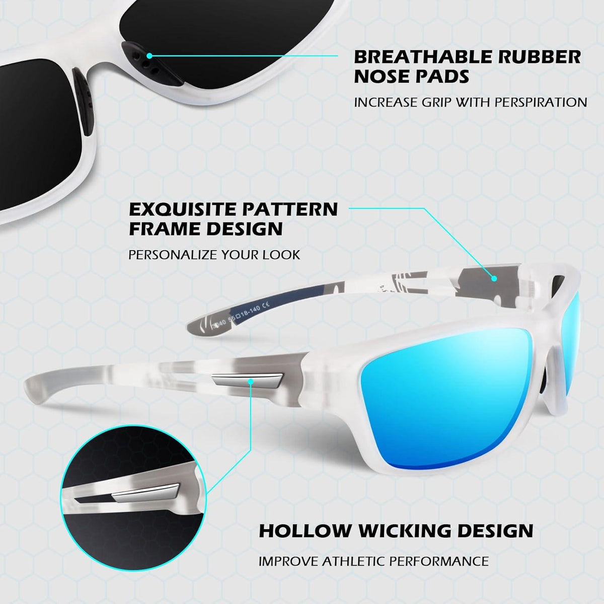 Polarisierte Sport Sonnenbrille Herren Damen UV400 Cat 3 CE