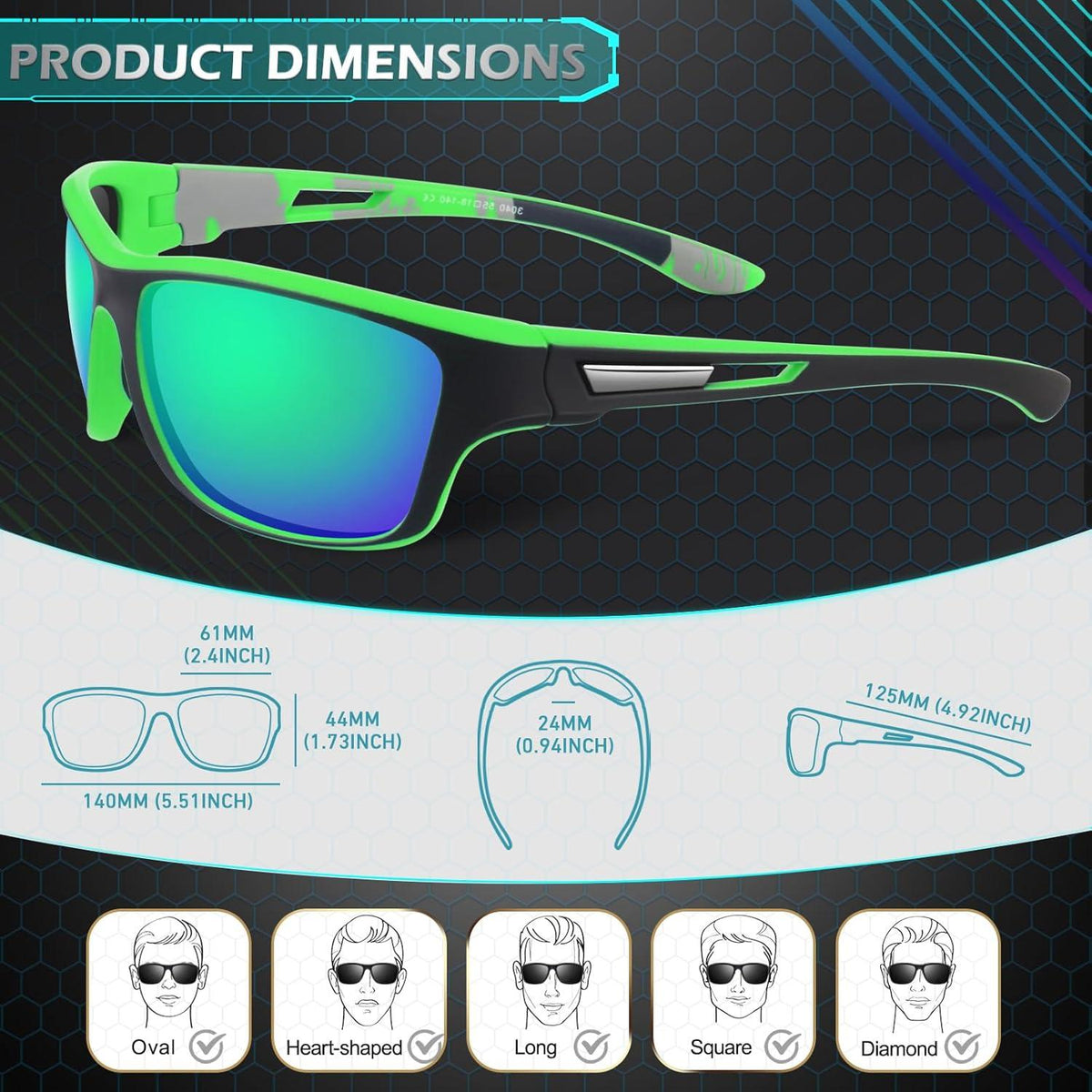 Sunier Polarisierte Sonnenbrille Herren Damen UV400 Cat 3 CE, Sport Fahrradbrille verspiegelt & unzerbrechlich