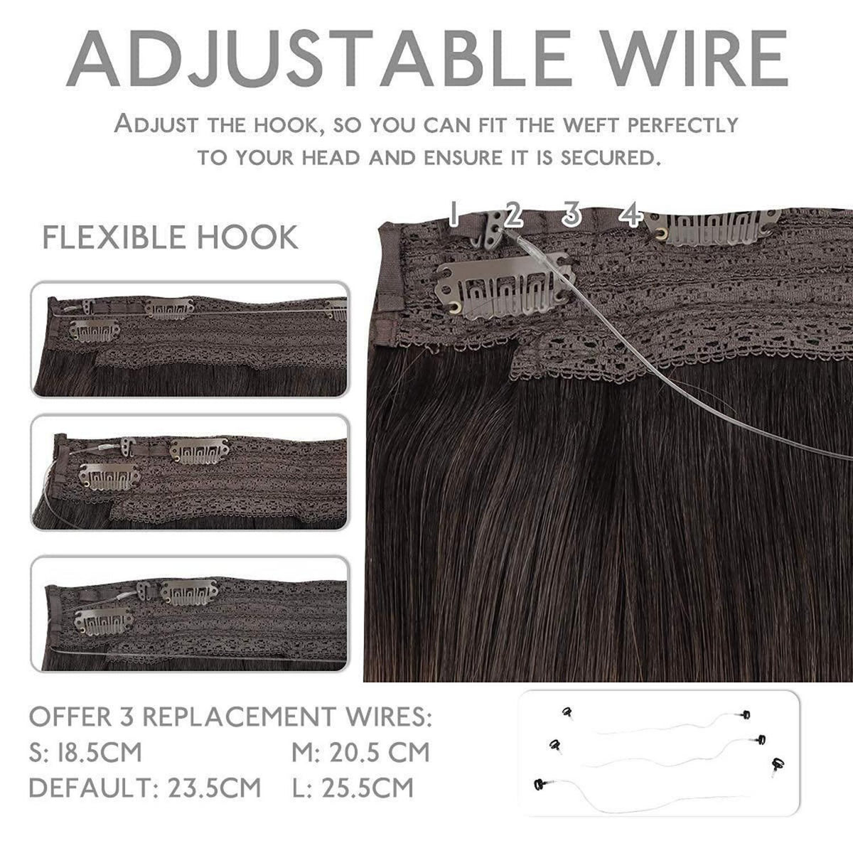 Echthaar Flip-in Extension – 30cm, 100g, Natürliches Schwarz