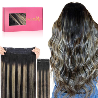 Echthaar Flip-in Extension 35cm Balayage Schwarz-Blond