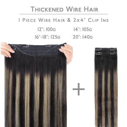Echthaar Flip-in Extension 35cm Balayage Schwarz-Blond