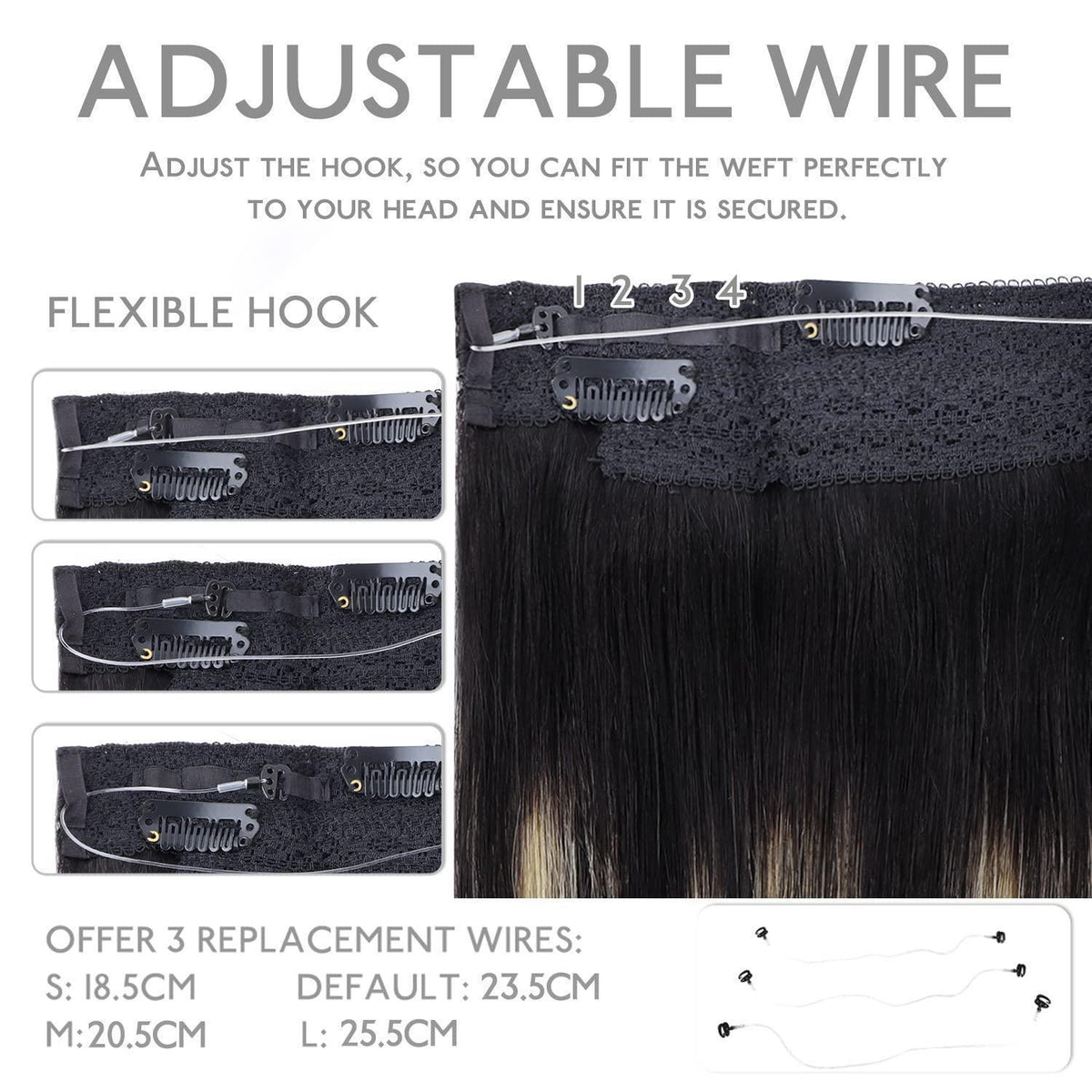 Echthaar Flip-in Extension 35cm Balayage Schwarz-Blond