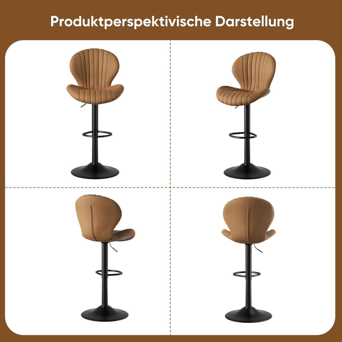 Verstellbarer Barhocker 2er Set mit Fußstütze & 360° Drehung
