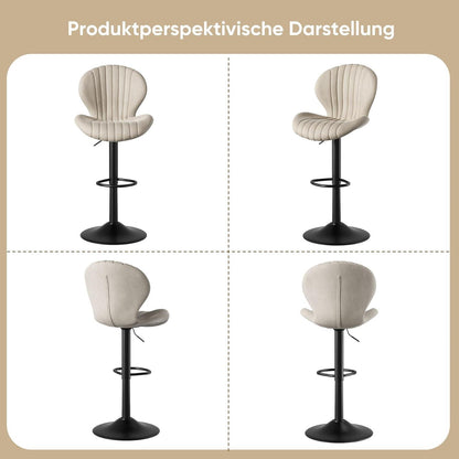 Verstellbarer Barhocker 2er Set mit Fußstütze & Lehnen