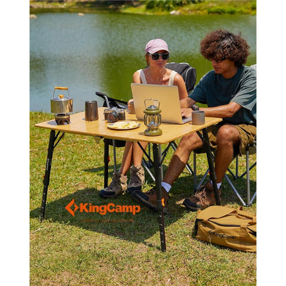 Höhenverstellbarer Bambus Campingtisch klappbar 100x70cm