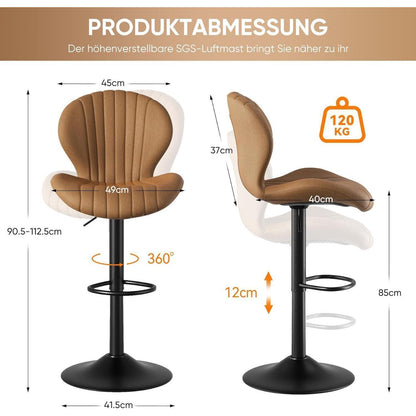 Verstellbarer Barhocker mit Fußstütze & 360° Drehung