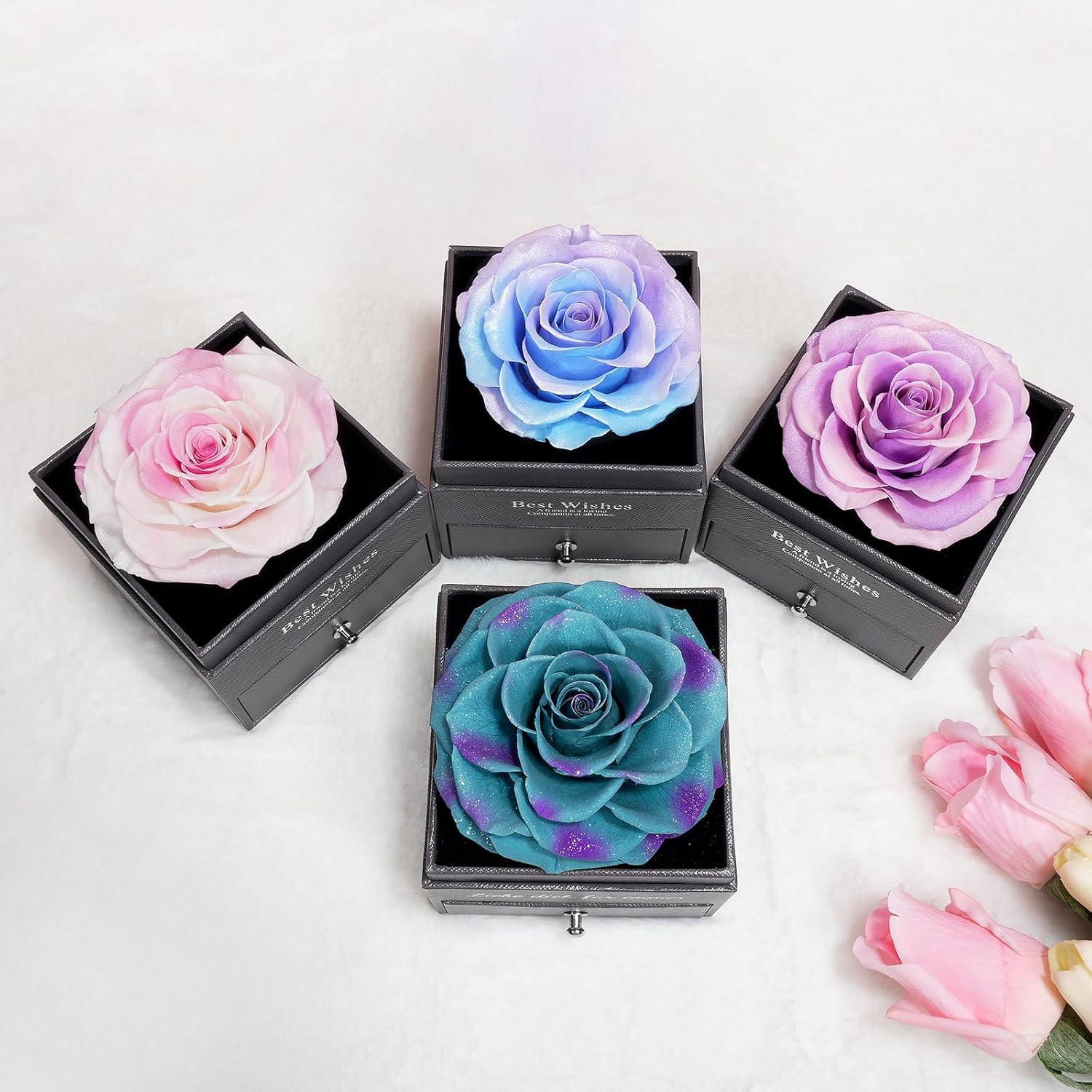 Ewige Rote Rose mit Halskette und Ohrringen in Geschenkbox