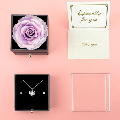 Ewige Handgemachte Konservierte Rot Rose Geschenkbox Halskette Ohrringe