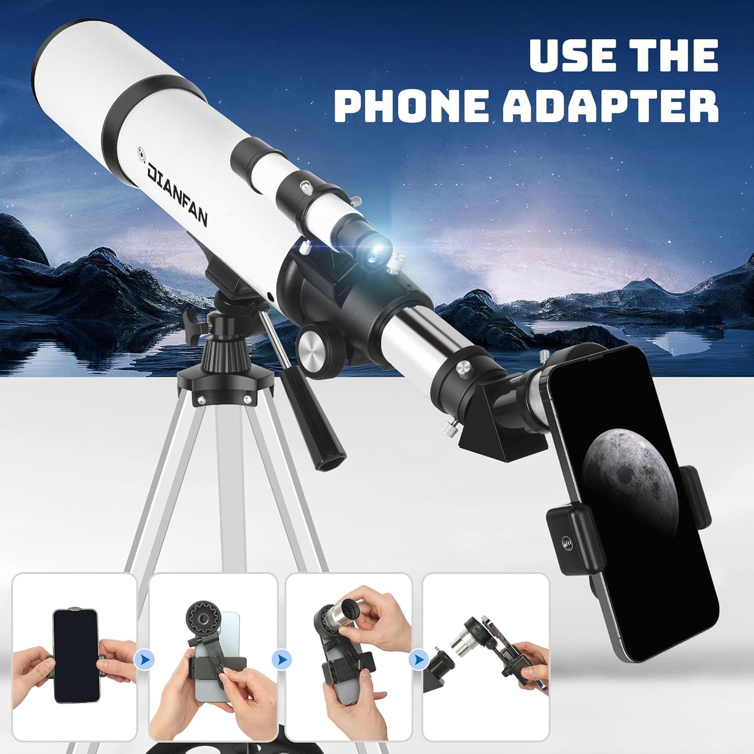 Teleskop Astronomie Profi 80mm Öffnung 600mm für Erwachsene Kinder Adapter