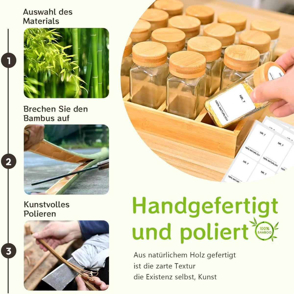 SAEIV Gewürzregal Bambus 12 Gläser 120ml Organizer