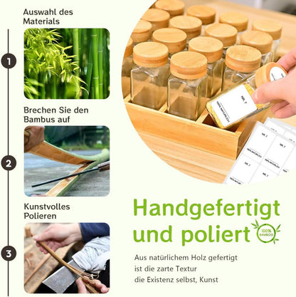 SAEIV Gewürzregal Bambus 12 Gläser 120ml Organizer