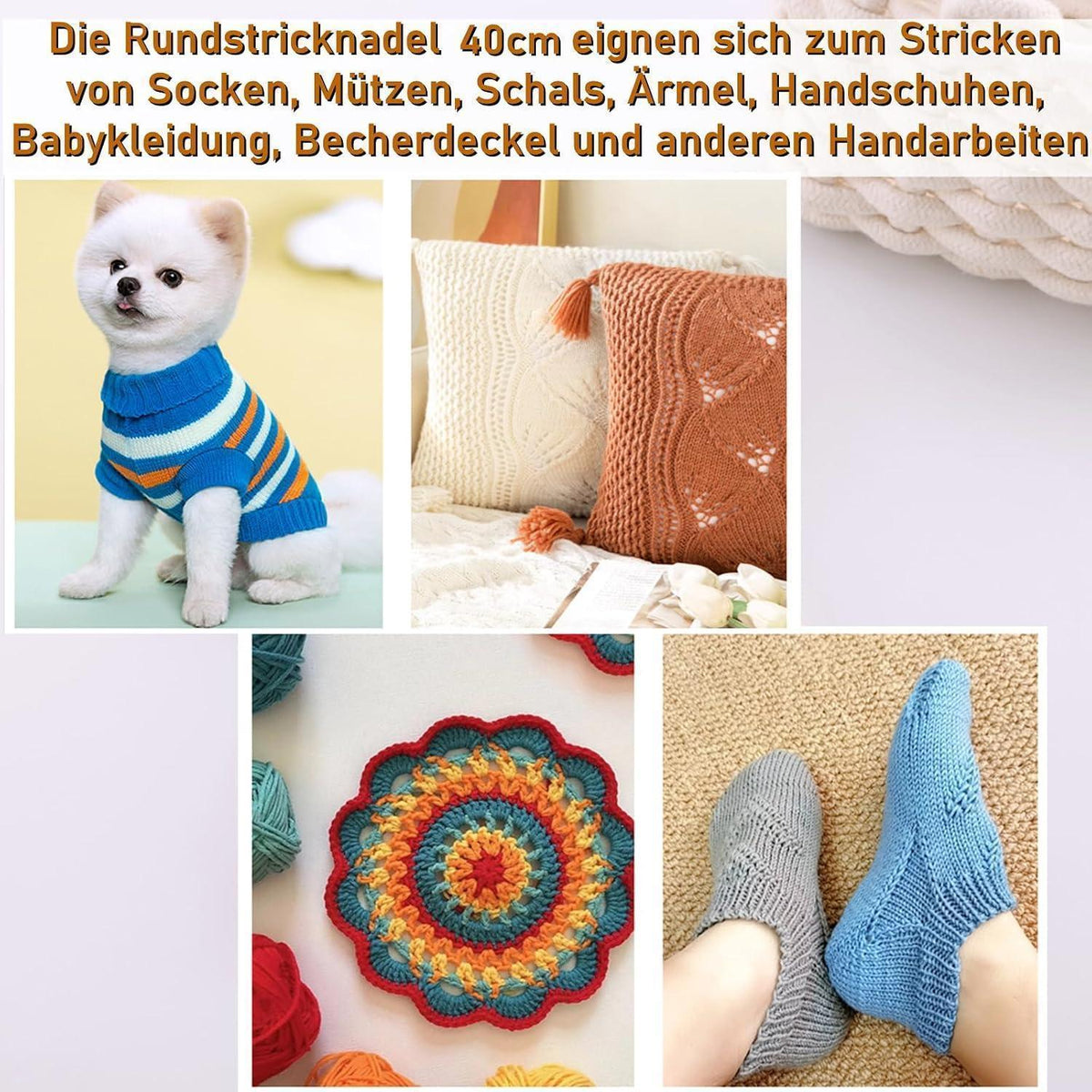 Edelstahl Rundstricknadel Set 9 Größen (2,5-10mm) 40cm