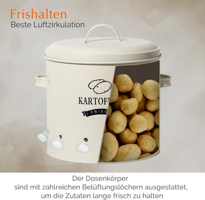 Kartoffeltopf Vorratsdosen Set Retro Design Metall Beige