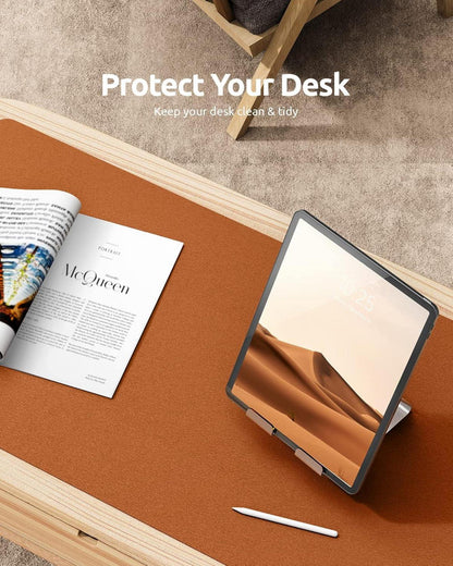 Großes Premium Leder Mauspad 80x40cm Büro Schreibtischunterlage braun