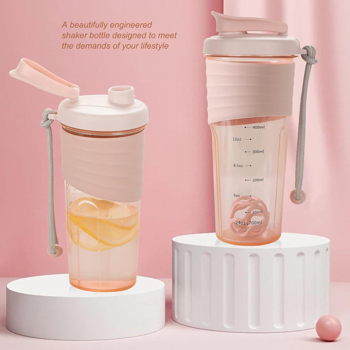 Protein Shaker 700ml für super cremige Fitness Shakes Pink
