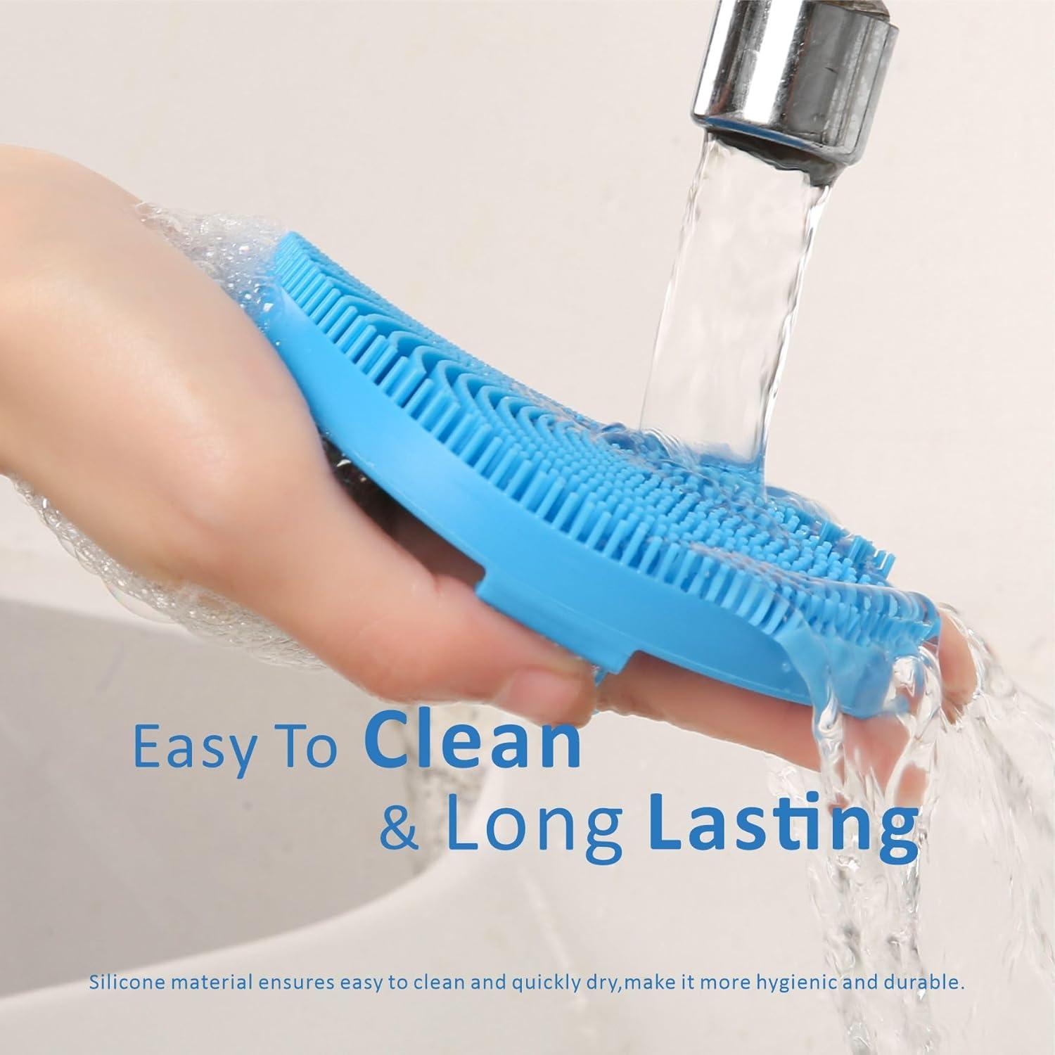 Silikon Körperschrubber Peeling Dusche Luffa Borsten hygienisch Blau