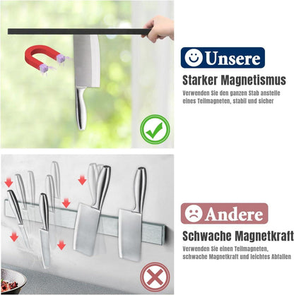 Messerhalter Magnetleiste mit Haken, Edelstahl, starkem Magnet, ohne