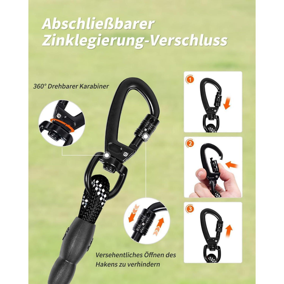 Schleppleine für große Hunde, 20m Schwarz, Reflektierend, Gepolsterter Griff