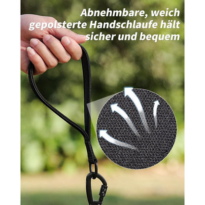 Schleppleine für große Hunde, 20m Schwarz, Reflektierend, Gepolsterter Griff