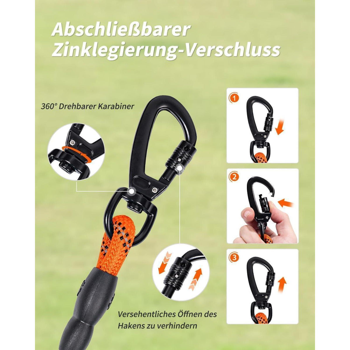 Schleppleine für Hunde, 20m Orange, Reflektierend, Gepolsterter Griff
