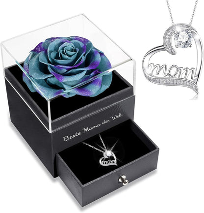 Ewige Rose mit Mom Halskette - Valentinstag Muttertag Geschenk