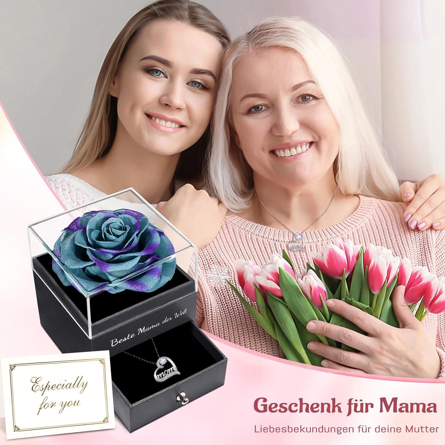 Ewige Rose Muttertagsgeschenk mit Mom Halskette in Geschenkbox