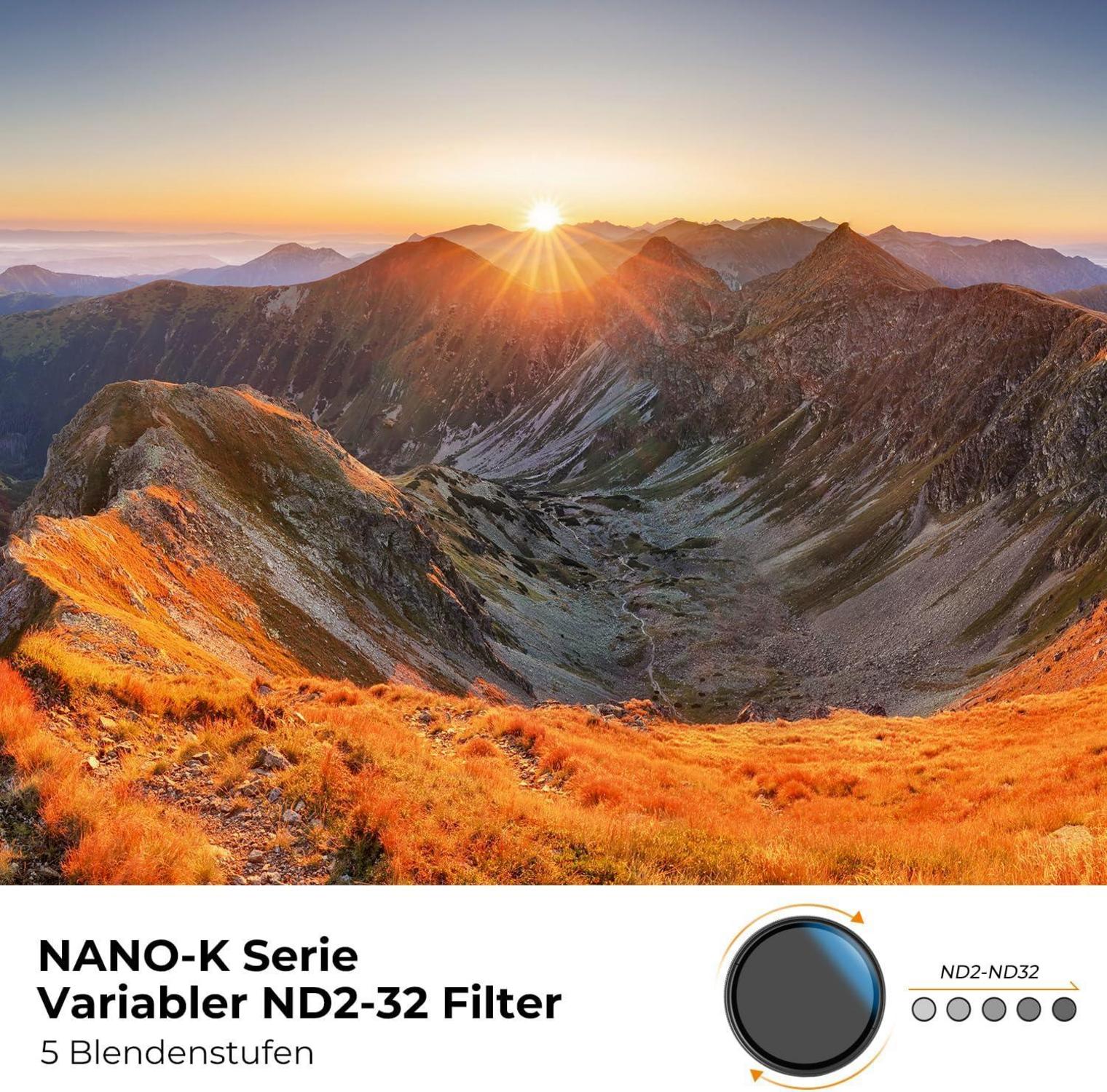 K&F Concept ND Filter 77mm Variabler Graufilter ND2-32