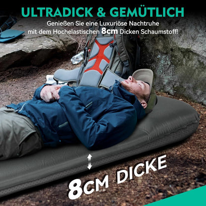 Isomatte Selbstaufblasend 8CM Camping Matratze Schaumstoff