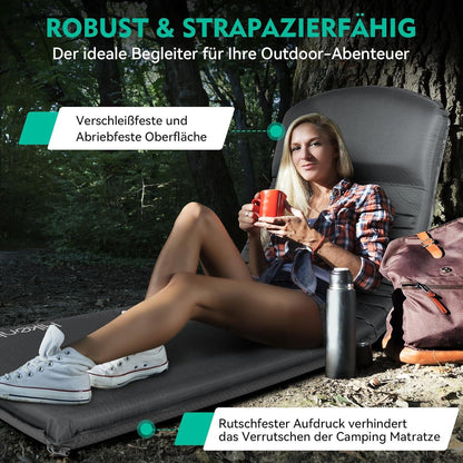 Selbstaufblasende Isomatte 8CM Camping Matratze Schaumstoff - Dunkelgrau