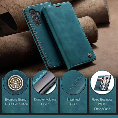 Handyhülle Samsung Galaxy A55 5G Blaugrün Leder Magnet Tasche